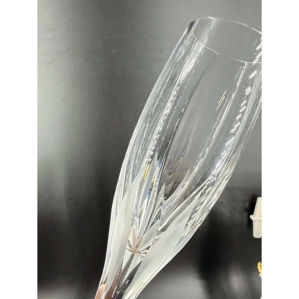 Pair Mikasa Crystal Flame D'amore Champagne Flute Glasses Set 2